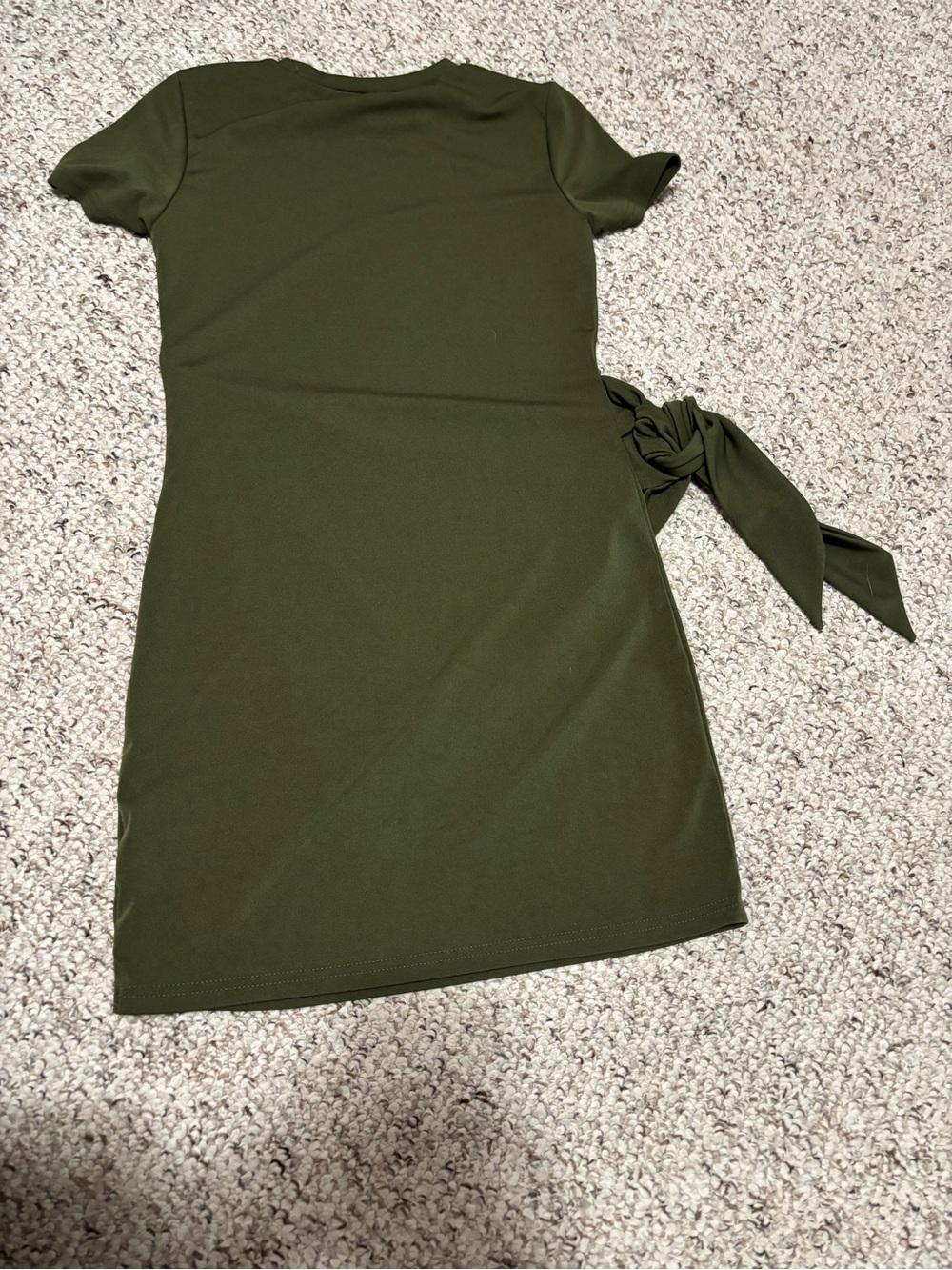 SHEIN Olive Side-Tie Short Sleeve Mini Dress